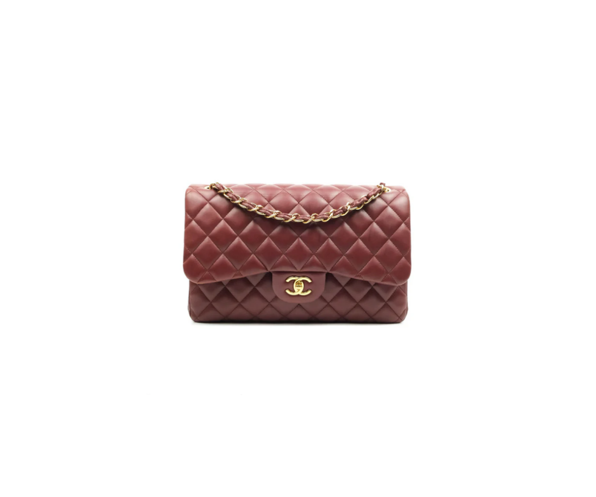 CH@NEL MASTER MEDIUM CLASSIC FLAP BAG WITH GOLD HARDWARE BURGUNDY A01112 (25*16*8cm)