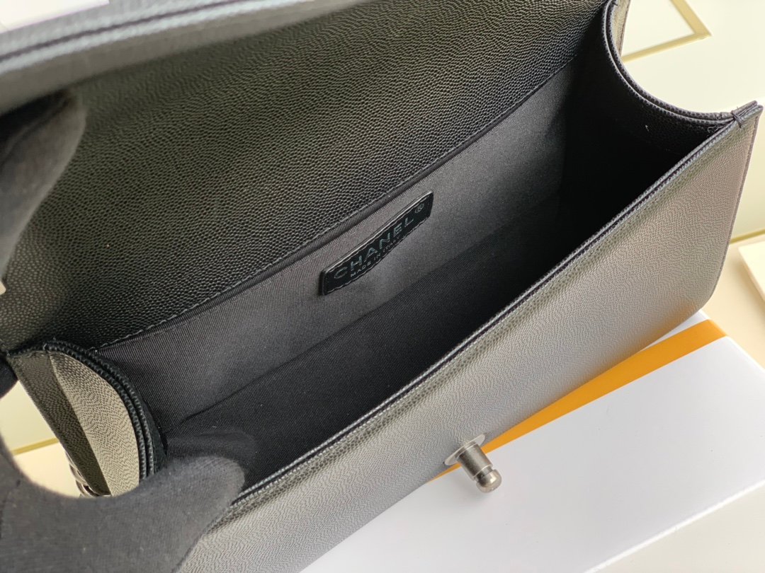 Ch@nel Boy Bag-Caviar-25CM - Image 7